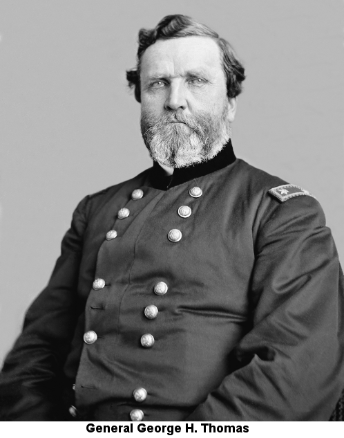Black and white photograph of Union General George H. Thomas, seated, from the waist up